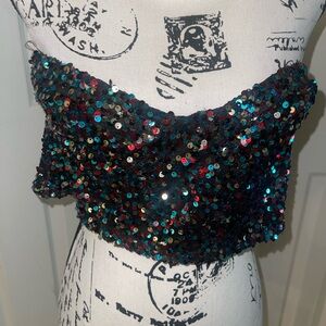 Nasty Gal US Size 12 worn once Sequin Crop Top - Matching blazer sold separately